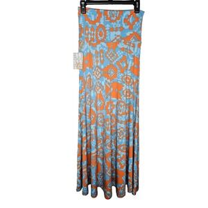 Lularoe NWT Full Length Boho Aztec Orange teal Dot Maxi Skirt‎ - Size XS